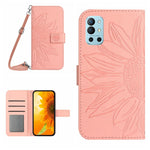 Skin Feel Custodia per cellulare in pelle con motivo a fiori di sole con cordino, For OnePlus 9 Pro, For OnePlus 9R