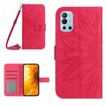 Skin Feel Custodia per cellulare in pelle con motivo a fiori di sole con cordino, For OnePlus 9 Pro, For OnePlus 9R