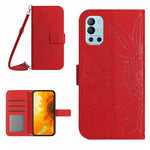 Skin Feel Custodia per cellulare in pelle con motivo a fiori di sole con cordino, For OnePlus 10 Pro, For OnePlus 10R