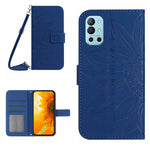 Skin Feel Custodia per cellulare in pelle con motivo a fiori di sole con cordino, For OnePlus 10 Pro, For OnePlus 10R