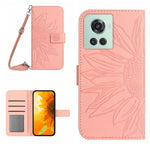 Skin Feel Custodia per cellulare in pelle con motivo a fiori di sole con cordino, For OnePlus 10 Pro, For OnePlus 10R