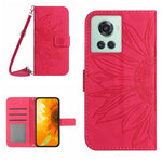 Skin Feel Custodia per cellulare in pelle con motivo a fiori di sole con cordino, For OnePlus 10 Pro, For OnePlus 10R