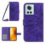 Skin Feel Custodia per cellulare in pelle con motivo a fiori di sole con cordino, For OnePlus 10 Pro, For OnePlus 10R