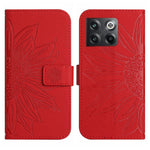 Skin Feel Custodia per cellulare in pelle con motivo a fiori di sole con cordino, For OnePlus 10T, For OnePlus Nord 2