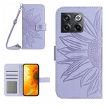 Skin Feel Custodia per cellulare in pelle con motivo a fiori di sole con cordino, For OnePlus 10T, For OnePlus Nord 2