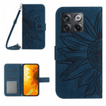 Skin Feel Custodia per cellulare in pelle con motivo a fiori di sole con cordino, For OnePlus 10T, For OnePlus Nord 2