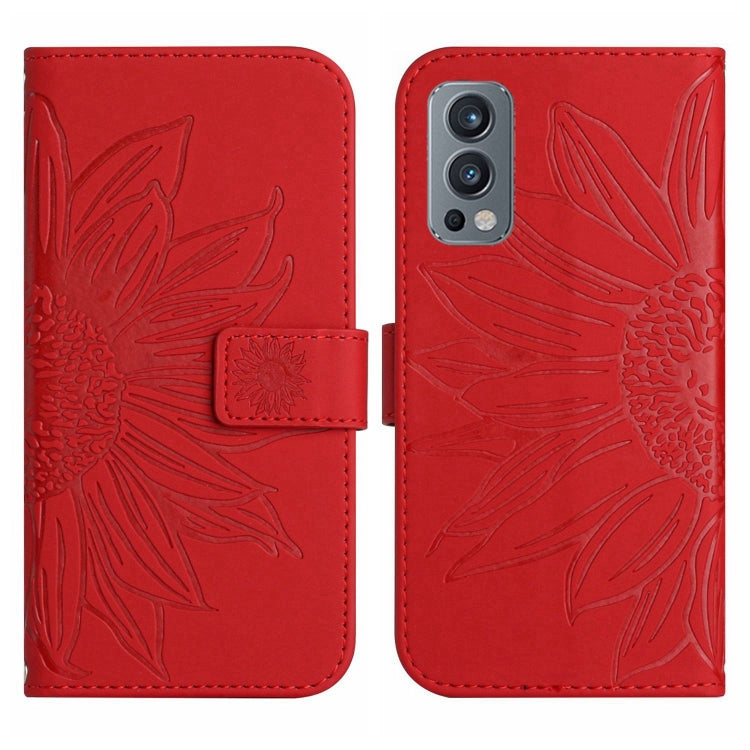 Skin Feel Custodia per cellulare in pelle con motivo a fiori di sole con cordino, For OnePlus Nord 2T, For OnePlus Nord CE 5G