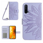Skin Feel Custodia per cellulare in pelle con motivo a fiori di sole con cordino, For OnePlus Nord 2T, For OnePlus Nord CE 5G