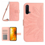 Skin Feel Custodia per cellulare in pelle con motivo a fiori di sole con cordino, For OnePlus Nord 2T, For OnePlus Nord CE 5G
