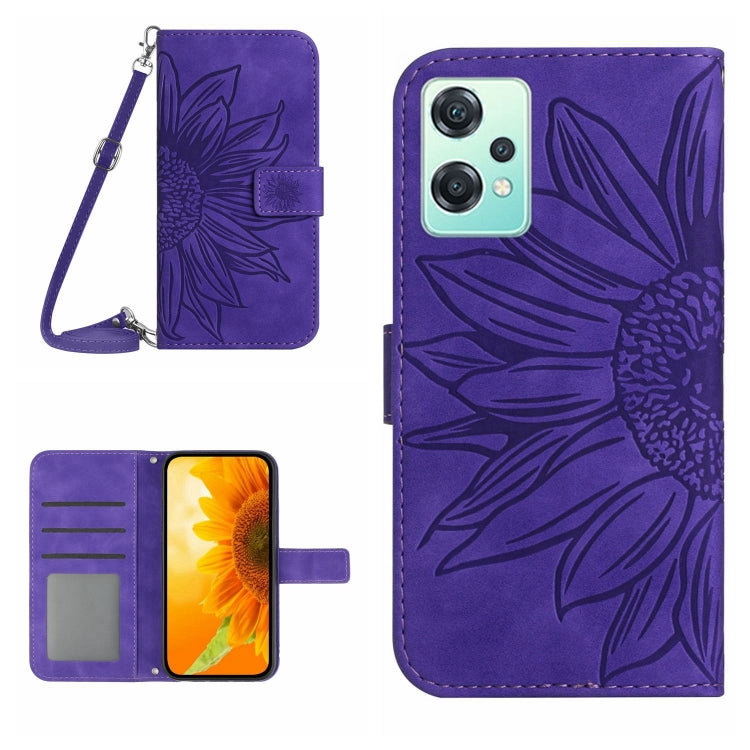 Skin Feel Custodia per cellulare in pelle con motivo a fiori di sole con cordino, For OnePlus Nord CE 2 5G, For OnePlus Nord CE 2 Lite/Realme 9 Pro 5G
