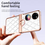 Custodia per telefono pieghevole con telaio galvanico in pelle con motivo a griglia, For Huawei P50 Pocket, For Samsung Galaxy Z Flip3 5G, For Samsung Galaxy Z Flip4