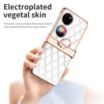 Custodia per telefono pieghevole con telaio galvanico in pelle con motivo a griglia, For Huawei P50 Pocket, For Samsung Galaxy Z Flip3 5G, For Samsung Galaxy Z Flip4