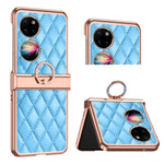 Custodia per telefono pieghevole con telaio galvanico in pelle con motivo a griglia, For Huawei P50 Pocket, For Samsung Galaxy Z Flip3 5G, For Samsung Galaxy Z Flip4