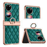 Custodia per telefono pieghevole con telaio galvanico in pelle con motivo a griglia, For Huawei P50 Pocket, For Samsung Galaxy Z Flip3 5G, For Samsung Galaxy Z Flip4