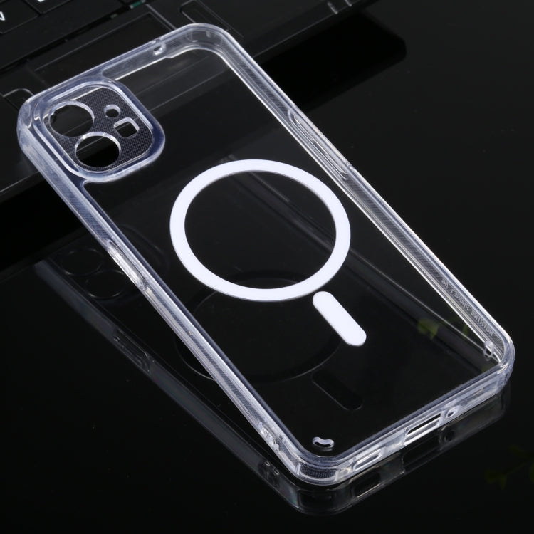 Custodia per cellulare Magsafe in acrilico trasparente a quattro angoli con airbag in TPU, For Nothing Phone 1