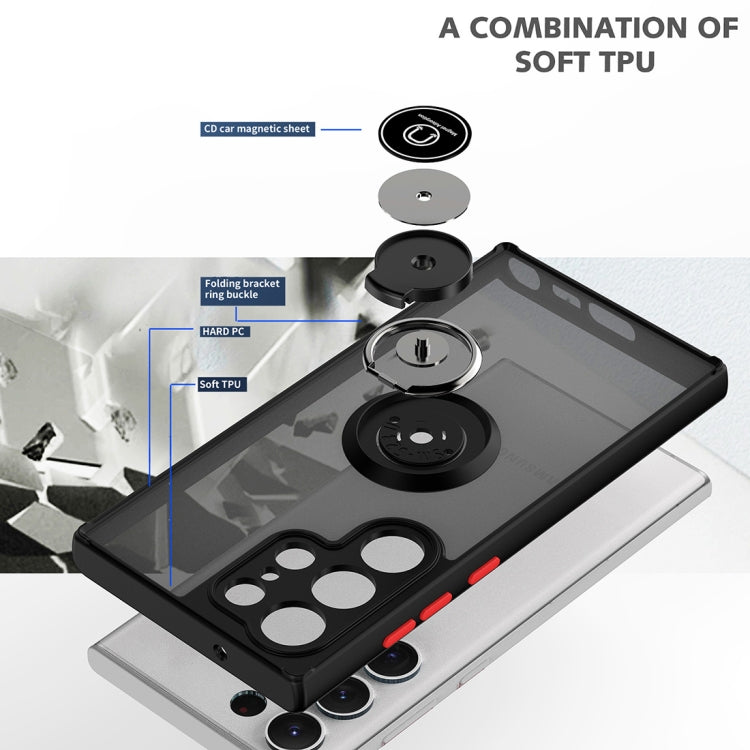 Q Shadow I Ring Holder PC e custodia per telefono ibrida in TPU, For Samsung Galaxy S23 Ultra 5G