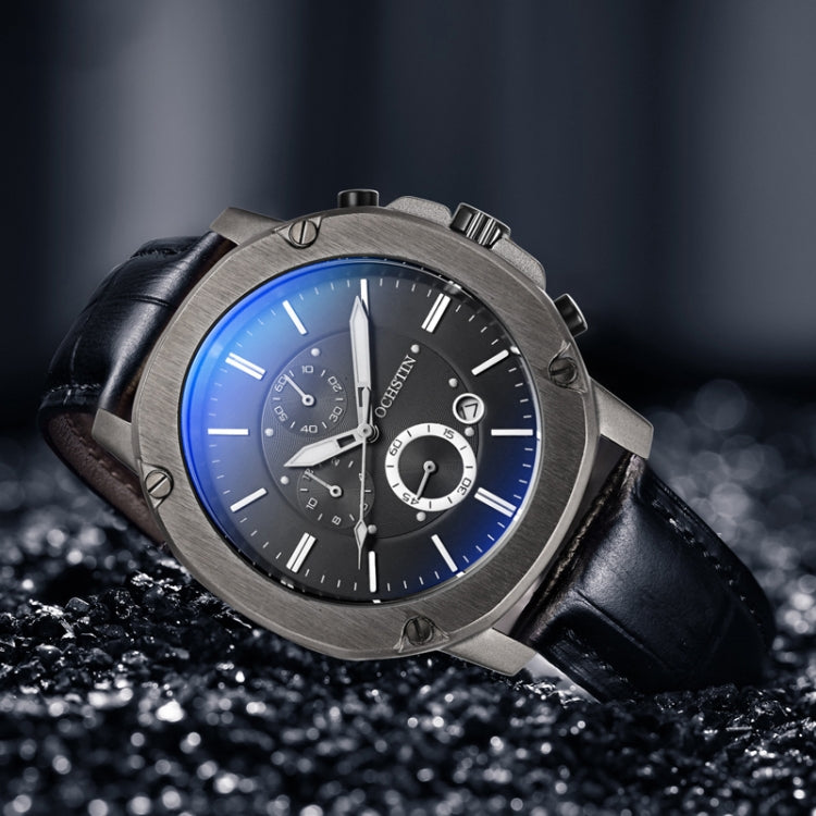 Orologio da uomo d'affari multifunzionale Ochstin 5039C Luminoso orologio al quarzo in pelle impermeabile