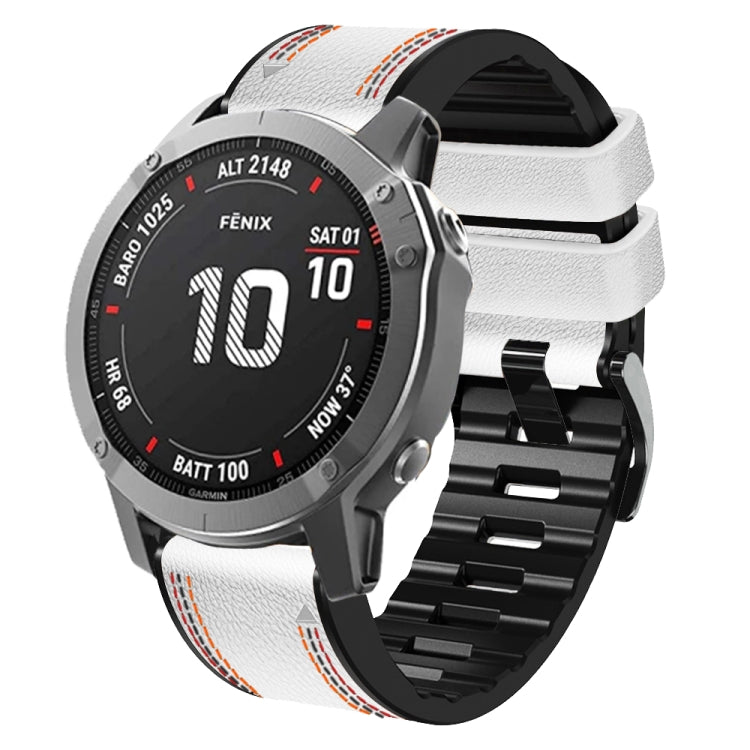 Cinturino in pelle siliconata con cuciture tricolori, For Garmin Fenix 7, For Garmin Fenix 7X