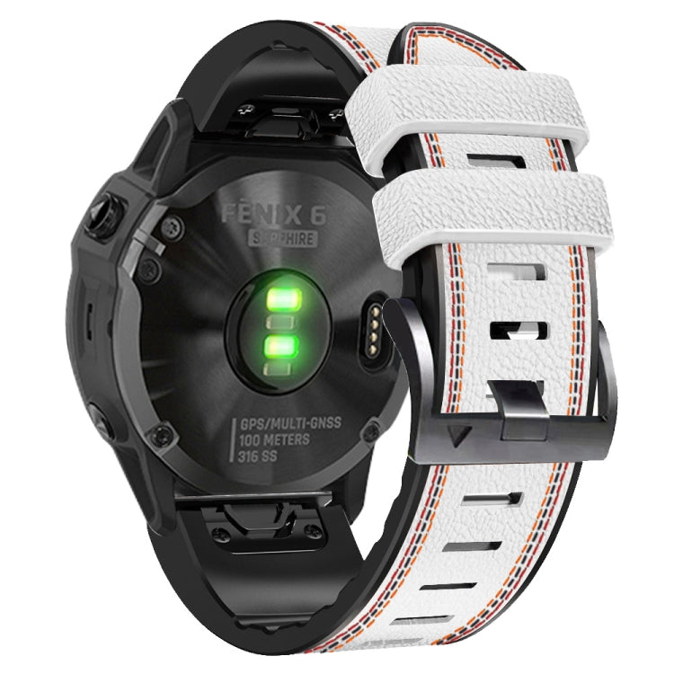 Cinturino in pelle siliconata con cuciture tricolori, For Garmin Fenix 7, For Garmin Fenix 7X