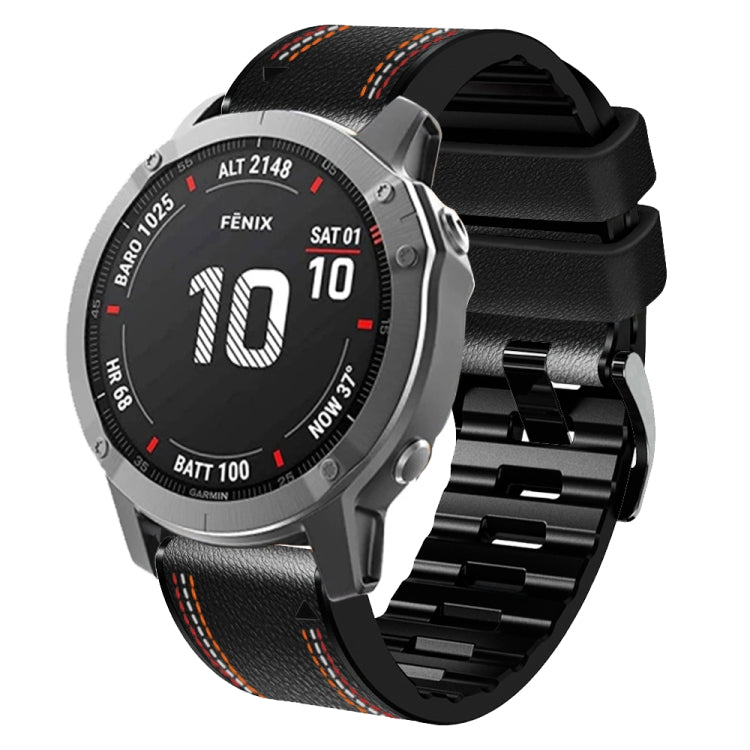 Cinturino in pelle siliconata con cuciture tricolori, For Garmin Fenix 7, For Garmin Fenix 7X