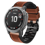 Cinturino in pelle siliconata con cuciture tricolori, For Garmin Fenix 7, For Garmin Fenix 7X