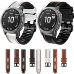 Cinturino in pelle siliconata con cuciture tricolori, For Garmin Fenix 7, For Garmin Fenix 7X