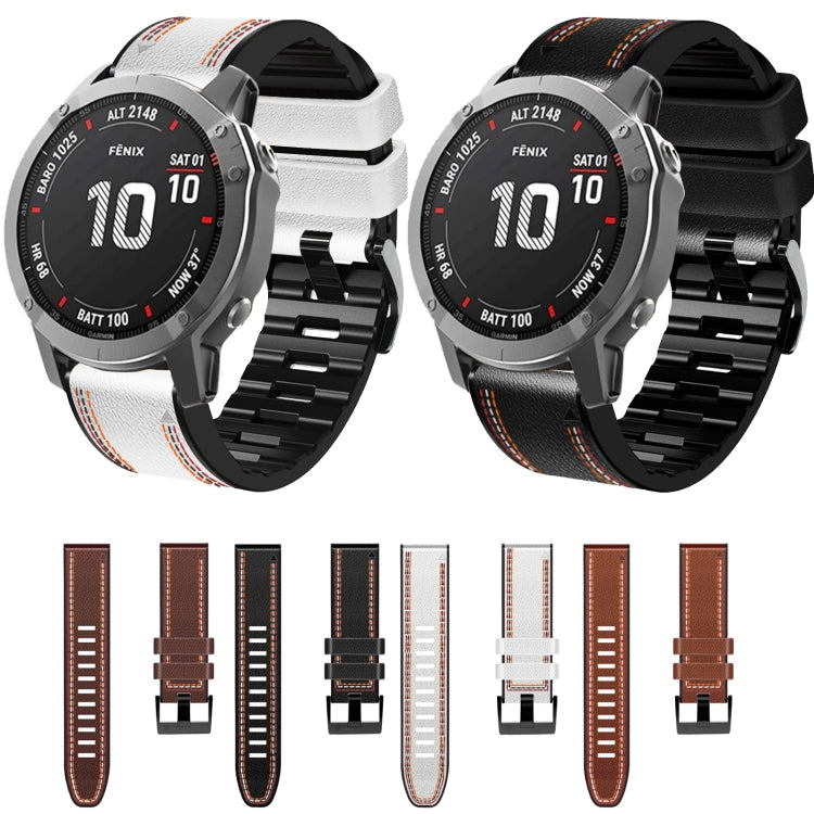 Cinturino in pelle siliconata con cuciture tricolori, For Garmin Fenix 7, For Garmin Fenix 7X