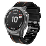 Cinturino in pelle siliconata con cuciture tricolori, For Garmin Fenix 7, For Garmin Fenix 7X