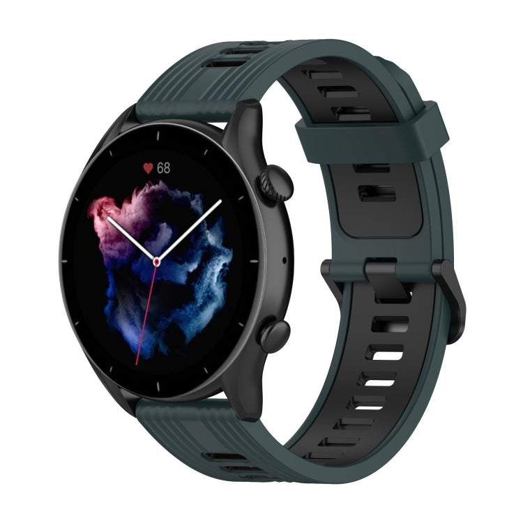 Cinturino con fibbia in acciaio inossidabile in silicone bicolore a strisce da 22 mm, For Amazfit GTR 4 / GTS 4 / GTR 3