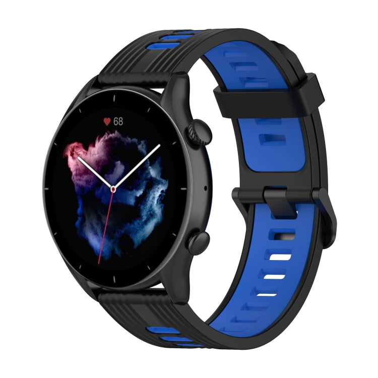 Cinturino con fibbia in acciaio inossidabile in silicone bicolore a strisce da 22 mm, For Amazfit GTR 4 / GTS 4 / GTR 3