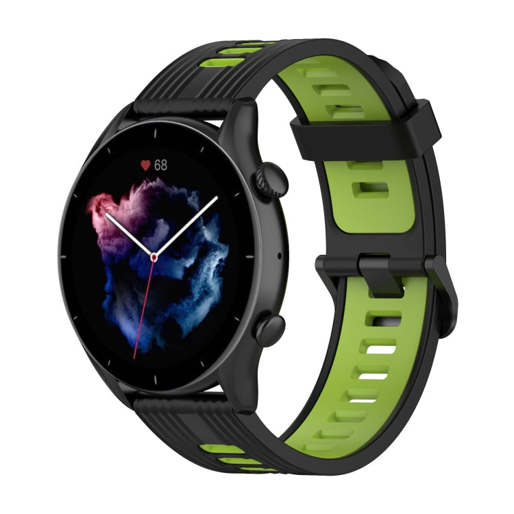 Cinturino con fibbia in acciaio inossidabile in silicone bicolore a strisce da 22 mm, For Amazfit GTR 4 / GTS 4 / GTR 3