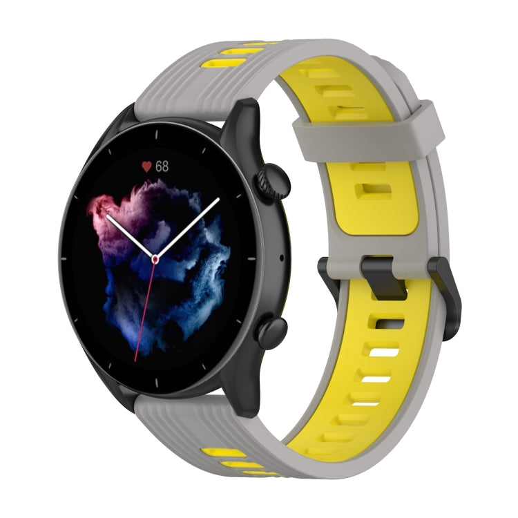 Cinturino con fibbia in acciaio inossidabile in silicone bicolore a strisce da 22 mm, For Amazfit GTR 4 / GTS 4 / GTR 3