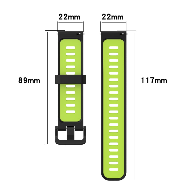 Cinturino con fibbia in acciaio inossidabile in silicone bicolore a strisce da 22 mm, For Amazfit GTR 4 / GTS 4 / GTR 3