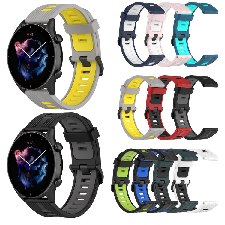 Cinturino con fibbia in acciaio inossidabile in silicone bicolore a strisce da 22 mm, For Amazfit GTR 4 / GTS 4 / GTR 3