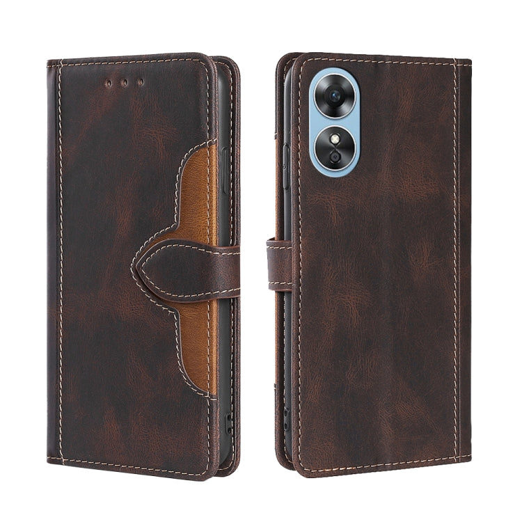 Custodia per telefono in pelle con fibbia magnetica Skin Feel, For Motorola Moto E32 India/E22s 4G Global, For OPPO A17, For OPPO K10x 5G, For Realme C33 4G, For vivo V25 5G/V25e 5G, For vivo Y16 4G/Y02s 4G