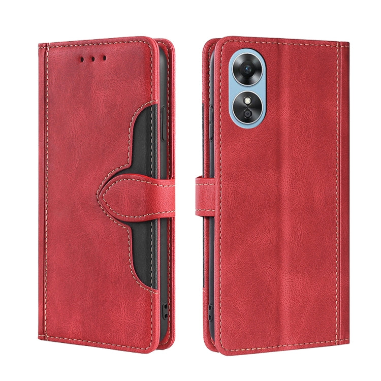Custodia per telefono in pelle con fibbia magnetica Skin Feel, For Motorola Moto E32 India/E22s 4G Global, For OPPO A17, For OPPO K10x 5G, For Realme C33 4G, For vivo V25 5G/V25e 5G, For vivo Y16 4G/Y02s 4G