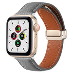 Cinturino per orologio in vera pelle con fibbia pieghevole, For Apple Watch Ultra 49mm / Series 8&7 45mm / SE 2&6&SE&5&4 44mm / 3&2&1 42mm, For Apple Watch Series 8&7 41mm / SE 2&6&SE&5&4 40mm / 3&2&1 38mm