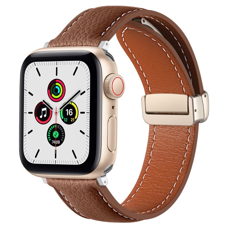 Cinturino per orologio in vera pelle con fibbia pieghevole, For Apple Watch Ultra 49mm / Series 8&7 45mm / SE 2&6&SE&5&4 44mm / 3&2&1 42mm, For Apple Watch Series 8&7 41mm / SE 2&6&SE&5&4 40mm / 3&2&1 38mm