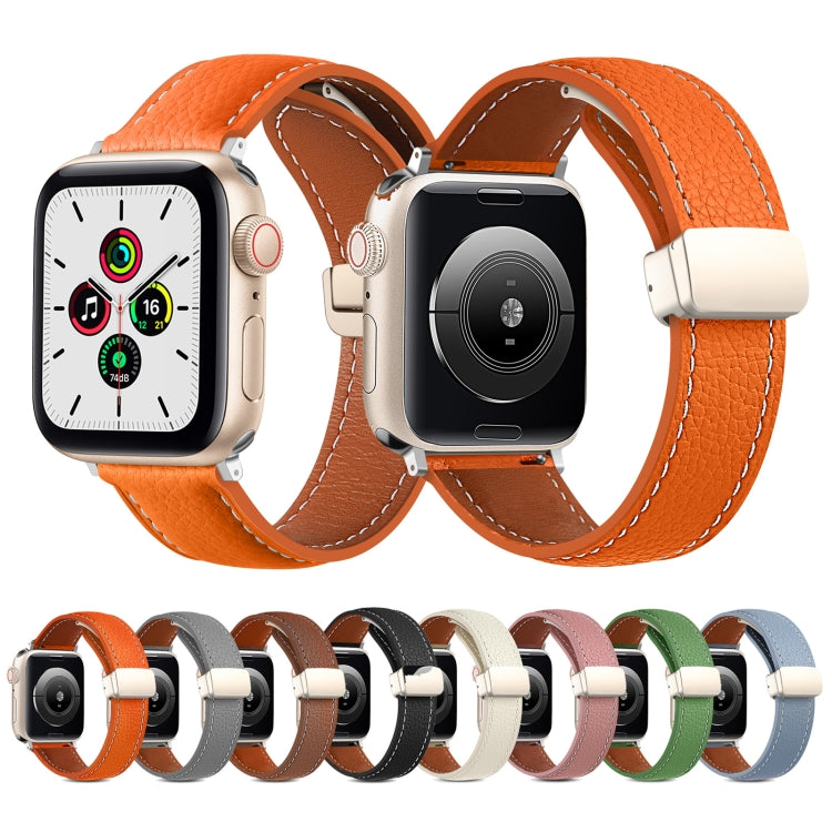 Cinturino per orologio in vera pelle con fibbia pieghevole, For Apple Watch Ultra 49mm / Series 8&7 45mm / SE 2&6&SE&5&4 44mm / 3&2&1 42mm, For Apple Watch Series 8&7 41mm / SE 2&6&SE&5&4 40mm / 3&2&1 38mm