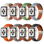 Cinturino per orologio in vera pelle con fibbia pieghevole, For Apple Watch Ultra 49mm / Series 8&7 45mm / SE 2&6&SE&5&4 44mm / 3&2&1 42mm, For Apple Watch Series 8&7 41mm / SE 2&6&SE&5&4 40mm / 3&2&1 38mm