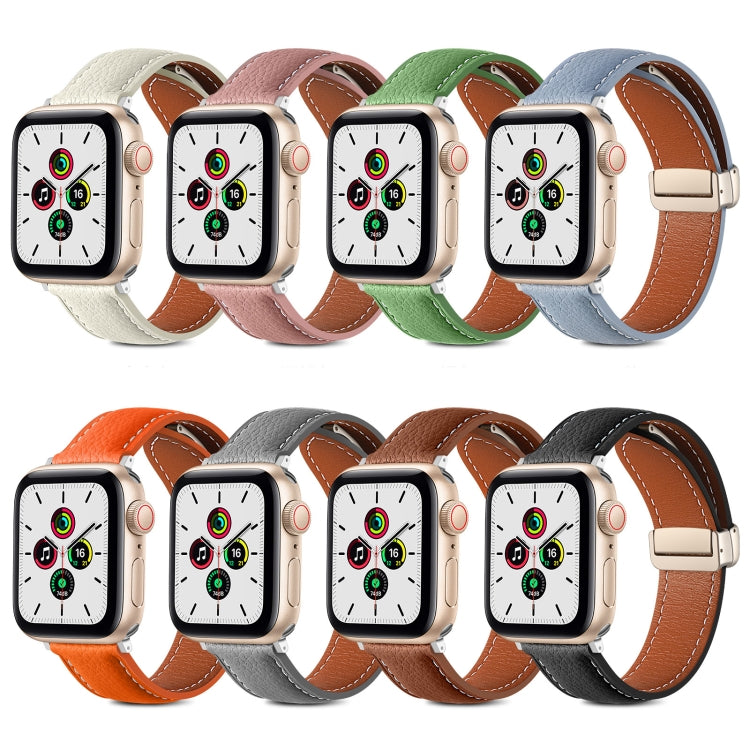 Cinturino per orologio in vera pelle con fibbia pieghevole, For Apple Watch Ultra 49mm / Series 8&7 45mm / SE 2&6&SE&5&4 44mm / 3&2&1 42mm, For Apple Watch Series 8&7 41mm / SE 2&6&SE&5&4 40mm / 3&2&1 38mm