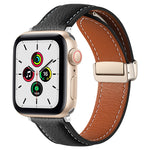 Cinturino per orologio in vera pelle con fibbia pieghevole, For Apple Watch Ultra 49mm / Series 8&7 45mm / SE 2&6&SE&5&4 44mm / 3&2&1 42mm, For Apple Watch Series 8&7 41mm / SE 2&6&SE&5&4 40mm / 3&2&1 38mm