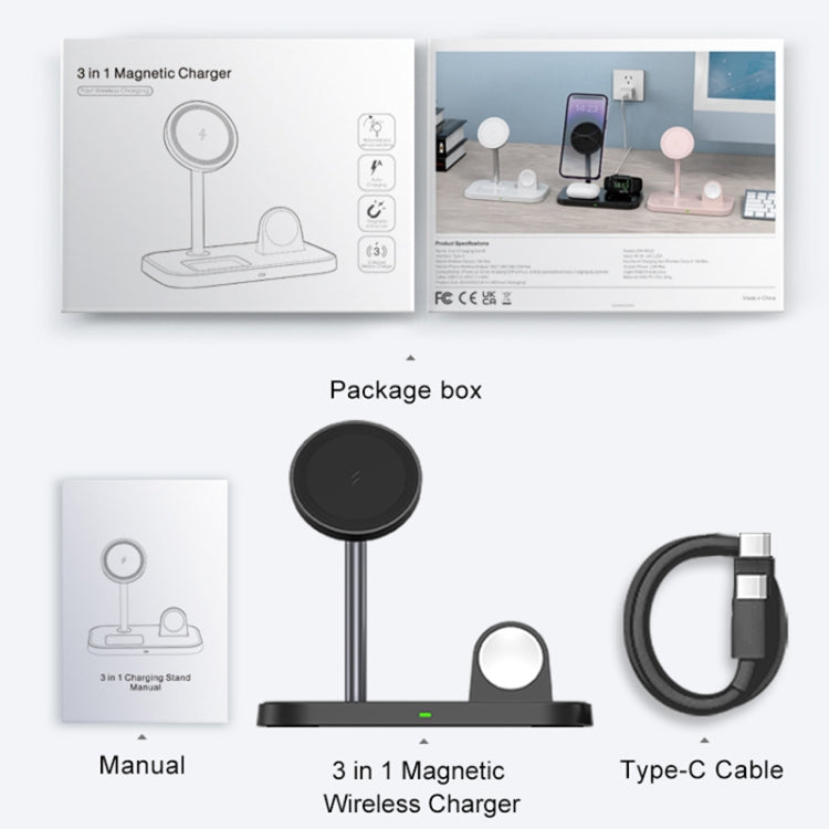 WA22 3 in 1 Supporto per telefono con caricabatterie wireless magnetico, WA22