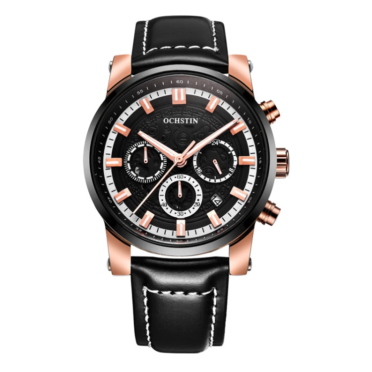 Ochstin 5111B Orologio al quarzo con cinturino in pelle impermeabile multifunzionale da lavoro