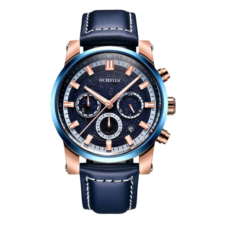 Ochstin 5111B Orologio al quarzo con cinturino in pelle impermeabile multifunzionale da lavoro