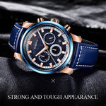 Ochstin 5111B Orologio al quarzo con cinturino in pelle impermeabile multifunzionale da lavoro