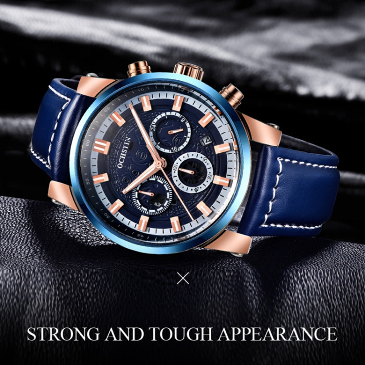 Ochstin 5111B Orologio al quarzo con cinturino in pelle impermeabile multifunzionale da lavoro