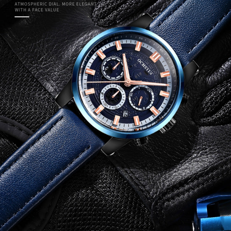 Ochstin 5111B Orologio al quarzo con cinturino in pelle impermeabile multifunzionale da lavoro