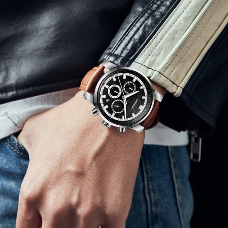 Ochstin 5111B Orologio al quarzo con cinturino in pelle impermeabile multifunzionale da lavoro