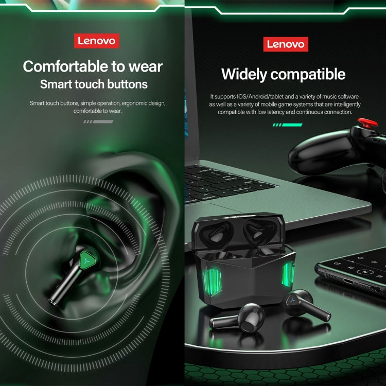 Lenovo GM5 TWS Bluetooth Wireless Sports Cuffie da gioco impermeabili con riduzione del rumore con microfono, GM5